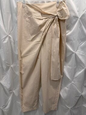 Zara Cream Tie-Front Women's Paper Bag Pants